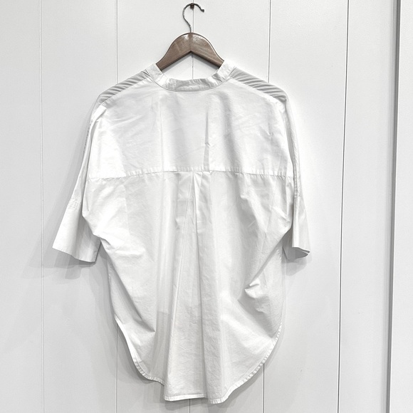 ANTHROPOLOGIE x HD in Paris Mandarin Collar Button Down High/Low Hem White — M - Picture 4 of 4